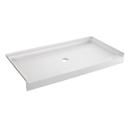 Aqua Eden VTSB60326C 60" x 32" Anti-Skid Single Threshold Shower Base with Center Drain Hole, White VTSB60326C